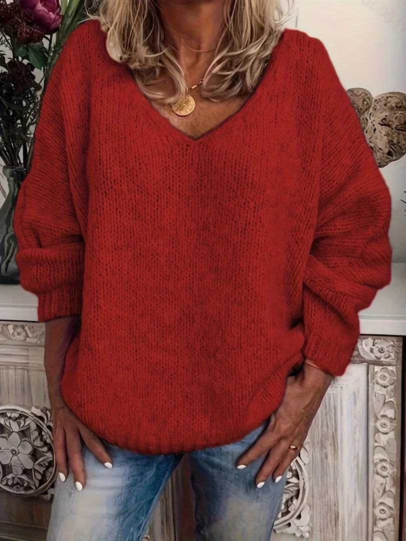 Sweater Chunky Knit V-Neck Relaxed Fit