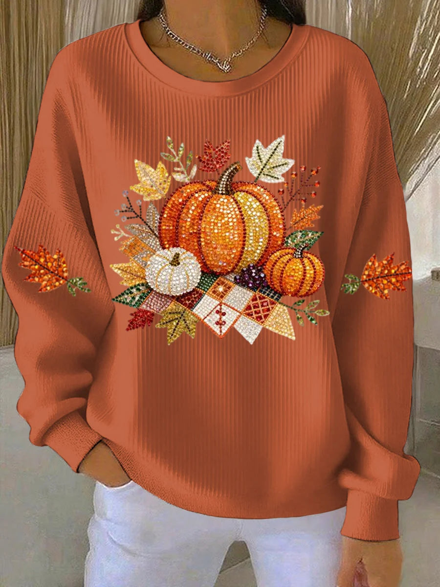 Sweatshirt Pumpkin Graphic Crewneck Long Sleeve Relaxed Fit