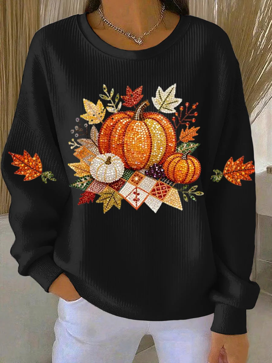 Sweatshirt Pumpkin Graphic Crewneck Long Sleeve Relaxed Fit