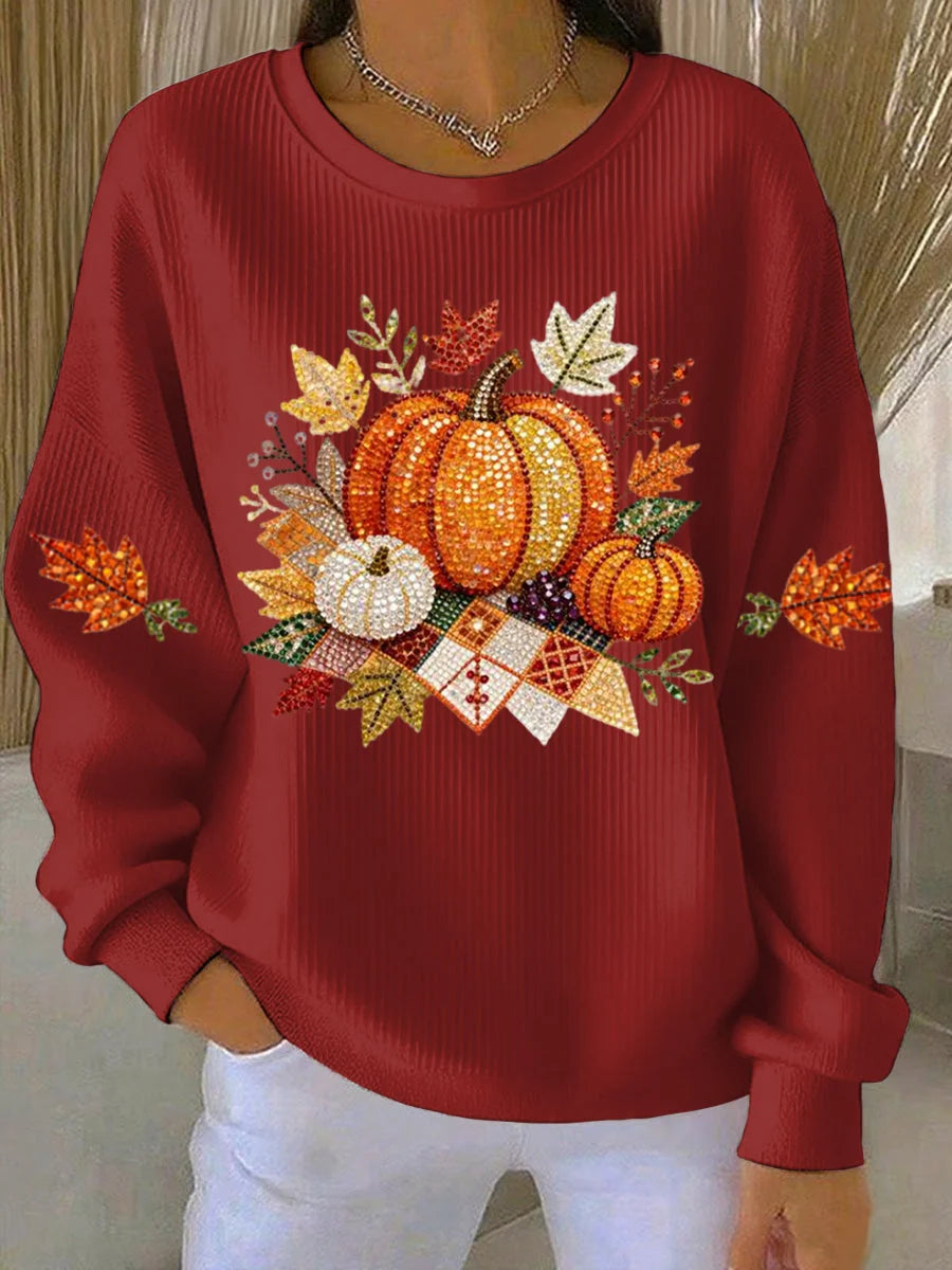 Sweatshirt Pumpkin Graphic Crewneck Long Sleeve Relaxed Fit
