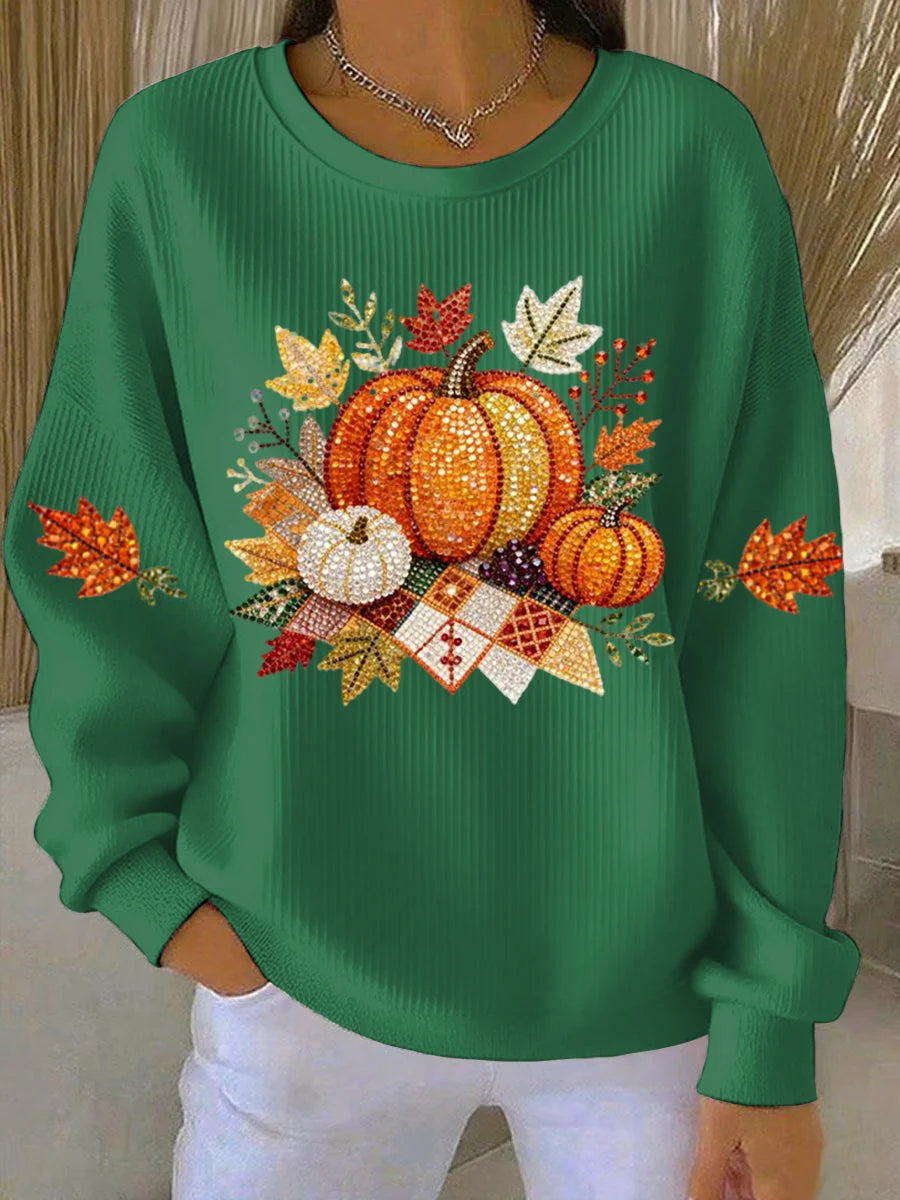 Sweatshirt Pumpkin Graphic Crewneck Long Sleeve Relaxed Fit