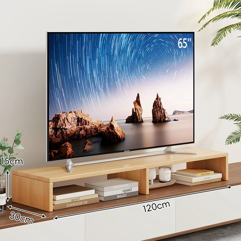 TV Stand Riser Two Open Compartments Cable Access
