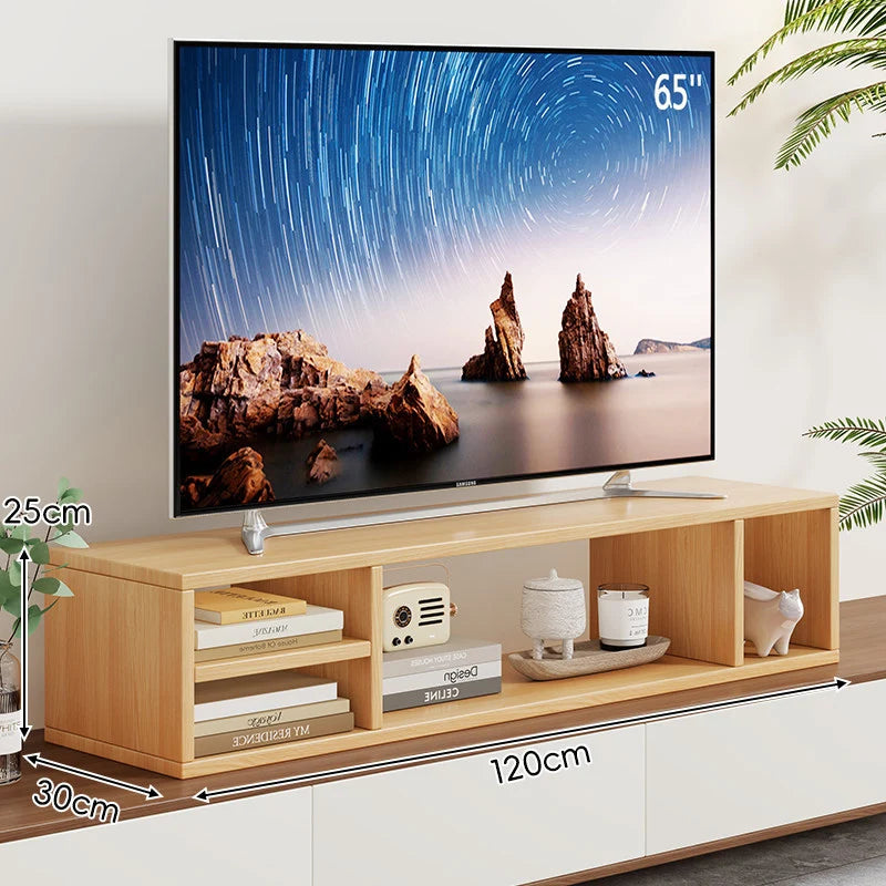 TV Stand Riser Two Open Storage Compartments Cable Routing