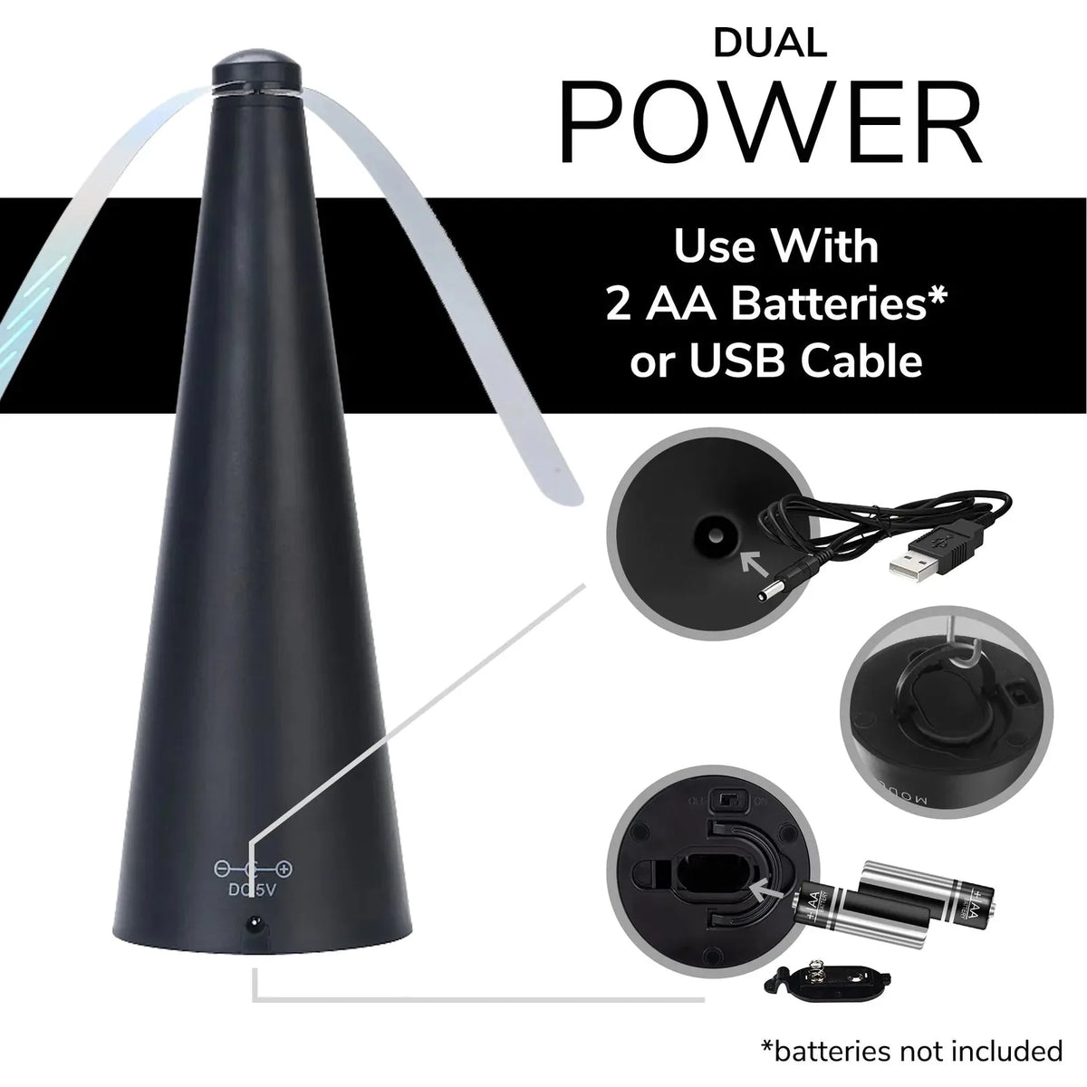 Table Fly Fan Holographic Blades USB & Battery Powered
