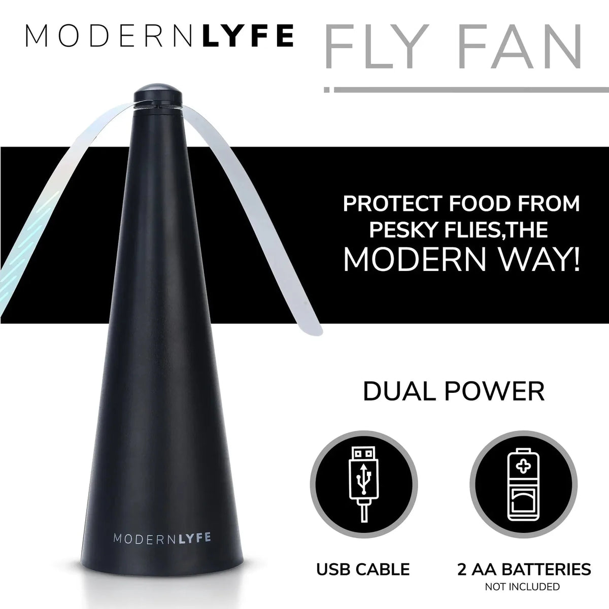Table Fly Fan Holographic Blades USB & Battery Powered