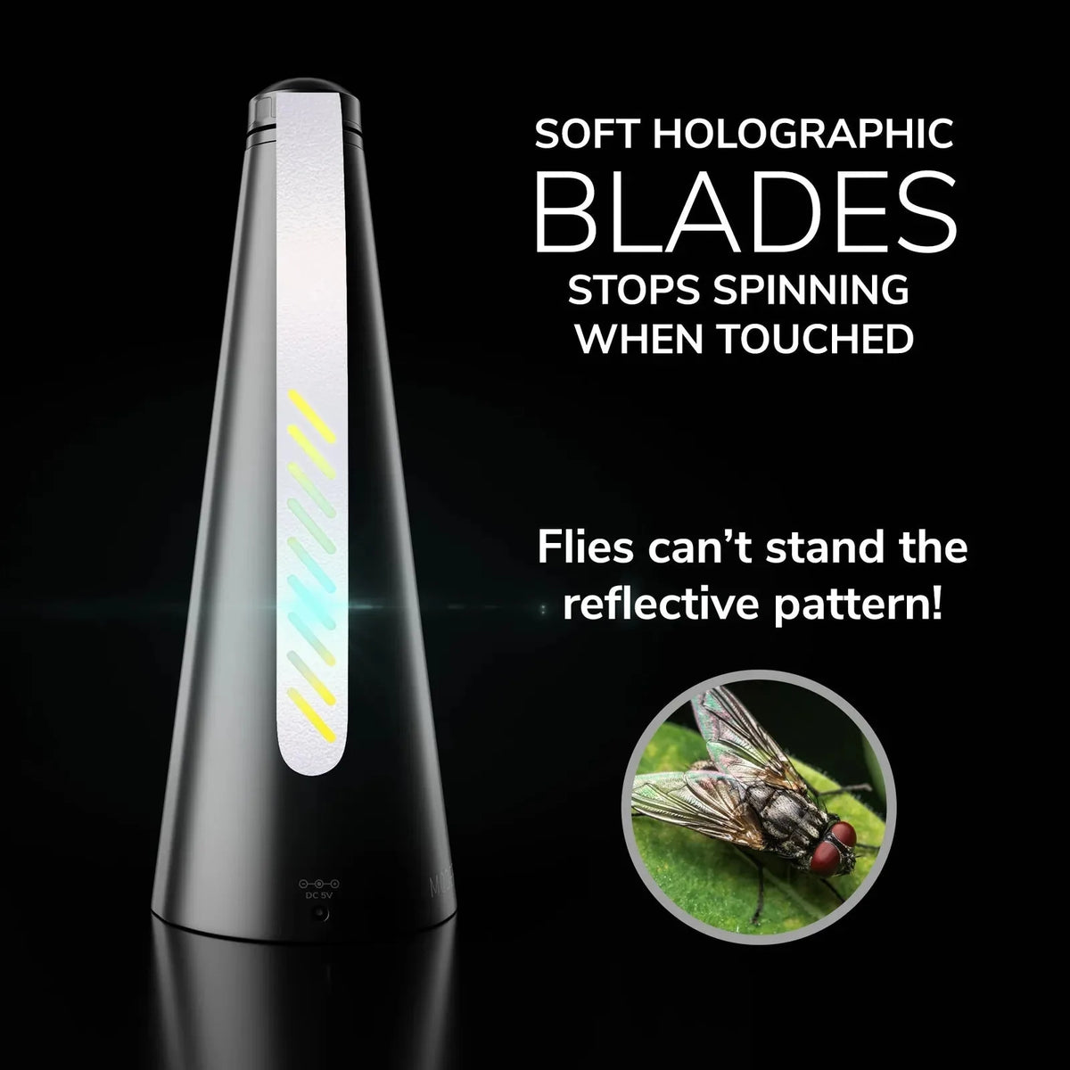 Table Fly Fan Holographic Blades USB & Battery Powered