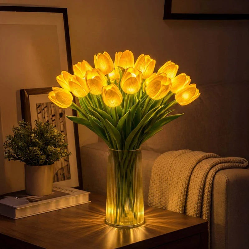 Table Lamp 10-Stem Tulip Battery-Powered Warm White LED