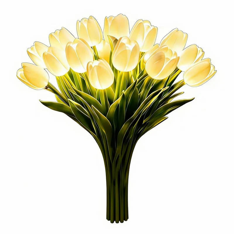 Table Lamp 10-Stem Tulip Battery-Powered Warm White LED