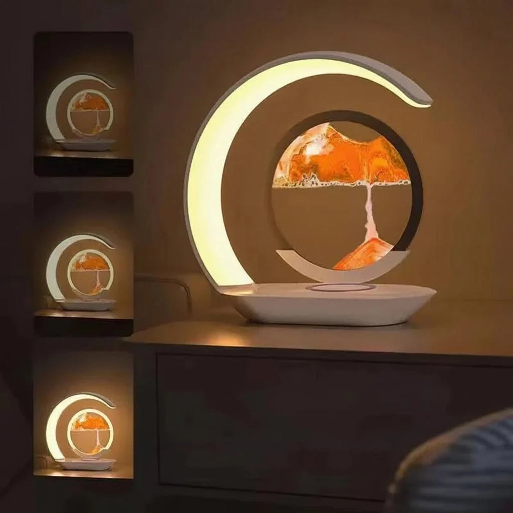Table Lamp 3D Sand Painting Touch Dimming Wireless Charging