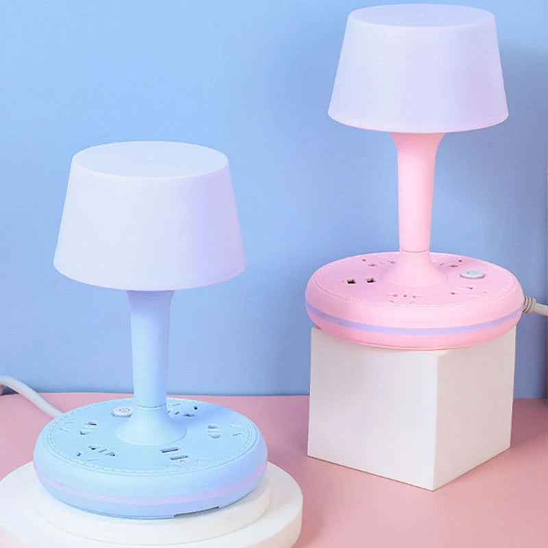 Table Lamp Adjustable Arm Power Strip Phone Holder