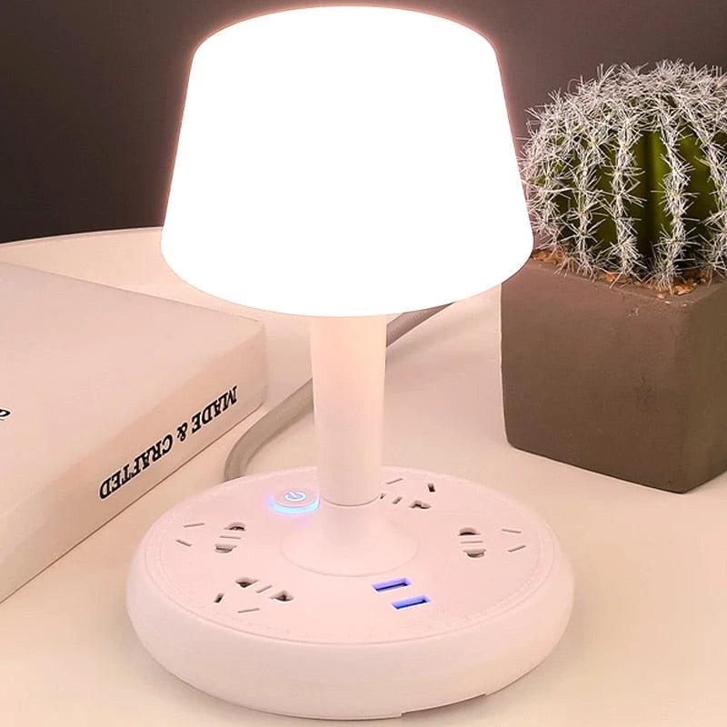 Table Lamp Adjustable Arm Power Strip Phone Holder