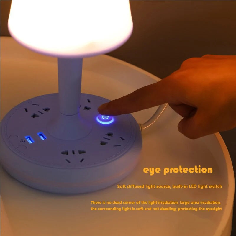 Table Lamp Adjustable Arm Power Strip Phone Holder