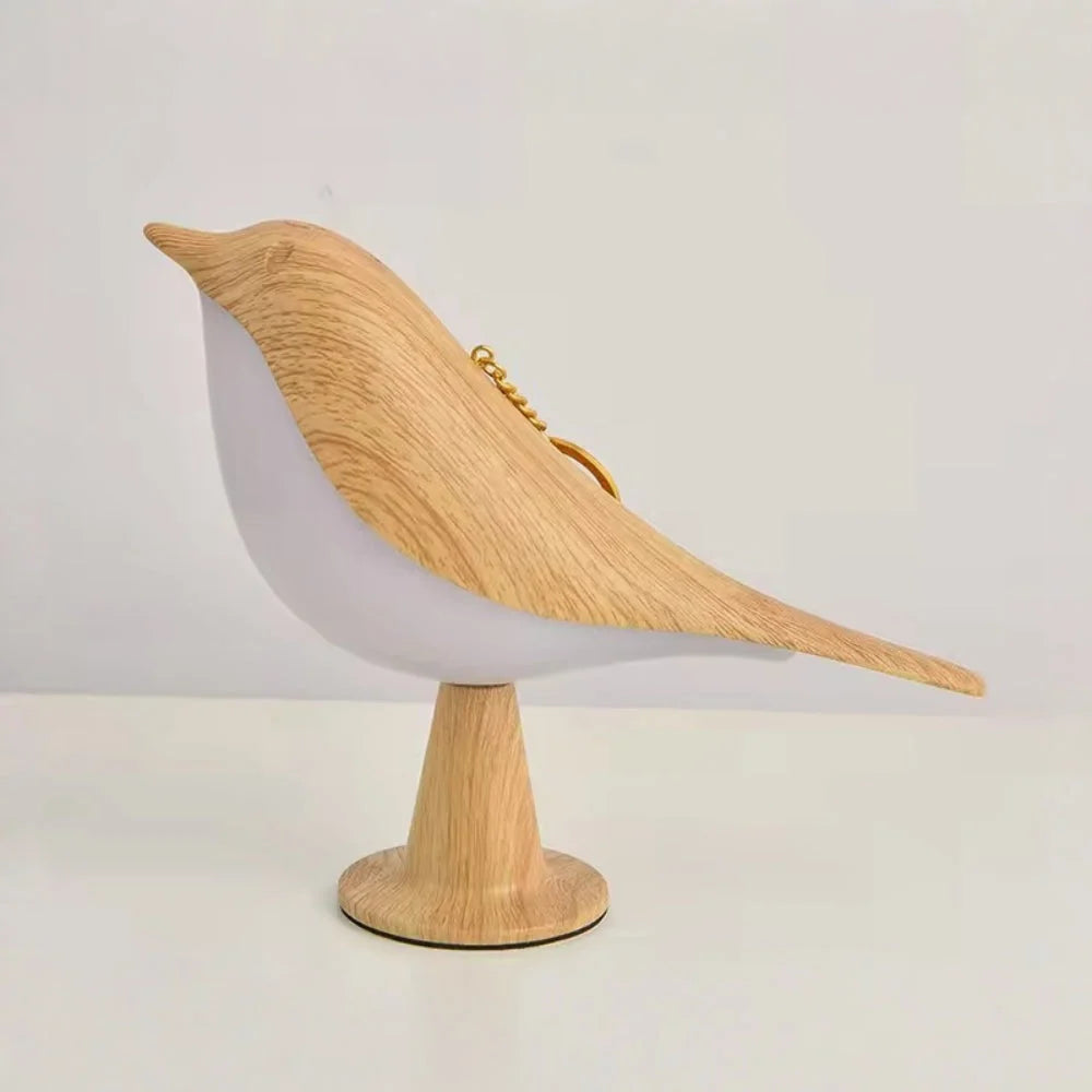 Table Lamp Bird Sculpture Solid Wood Rechargeable USB
