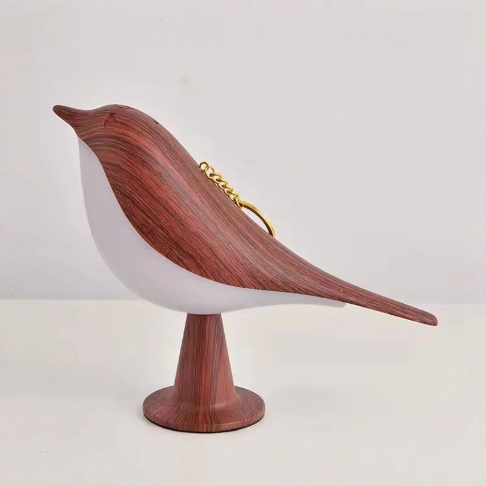 Table Lamp Bird Sculpture Solid Wood Rechargeable USB