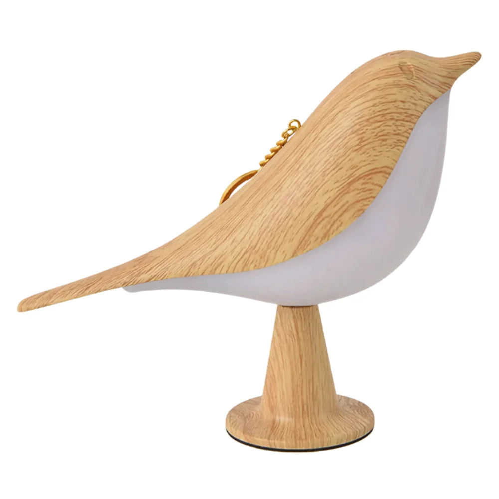 Table Lamp Bird Sculpture Solid Wood Rechargeable USB
