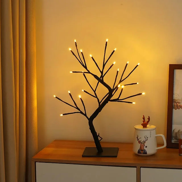 Table Lamp Branch-Inspired Warm White LED USB-Powered