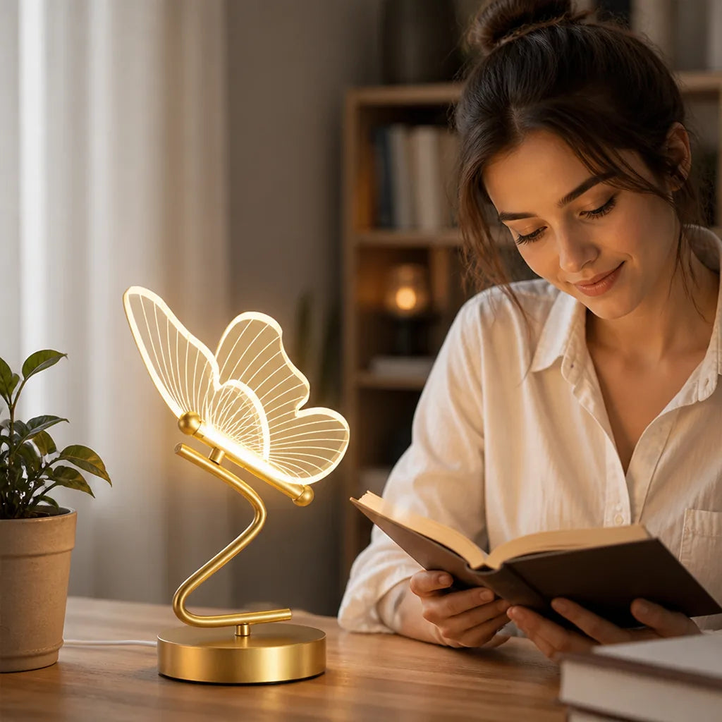 Table Lamp Butterfly Acrylic Wings Warm LED