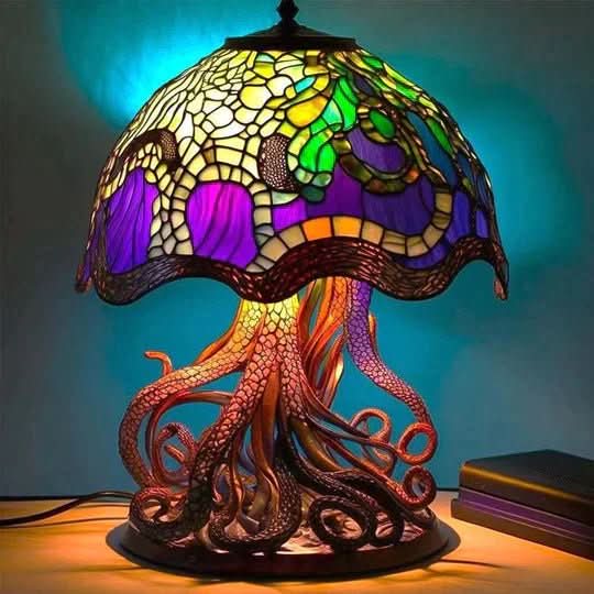 Table Lamp Colorful Glass Mosaic Warm Ambient Light
