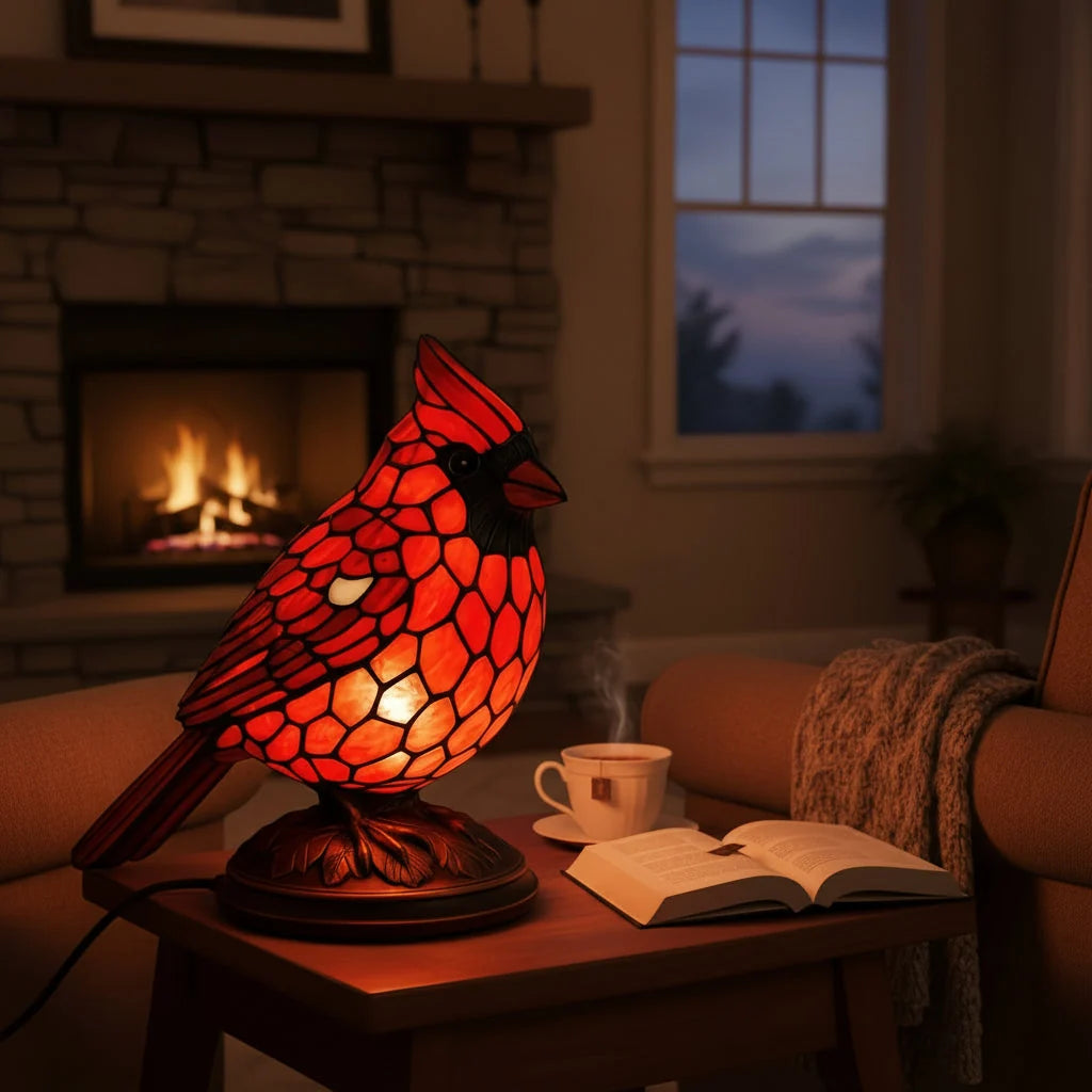 Table Lamp Coloured Art Glass USB & Integrated LED