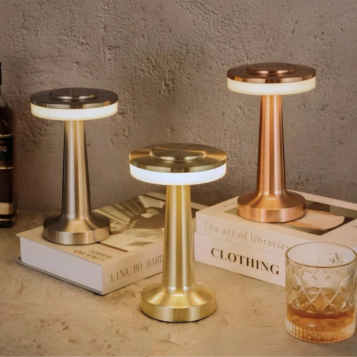 Table Lamp Cordless Metal USB Rechargeable & Dimmable