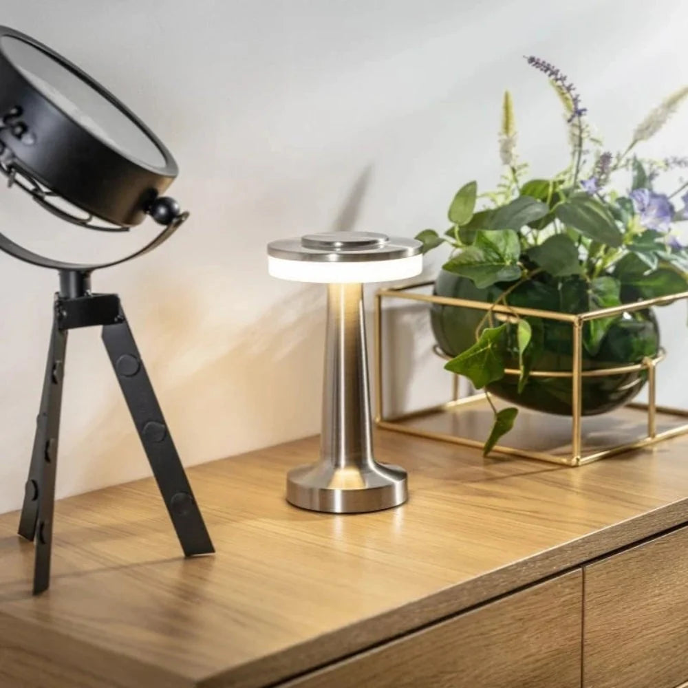 Table Lamp Cordless Metal USB Rechargeable & Dimmable