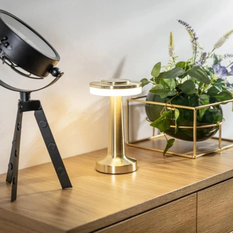 Table Lamp Cordless Metal USB Rechargeable & Dimmable