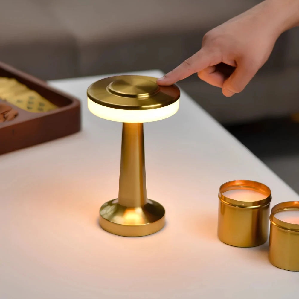 Table Lamp Cordless Metal USB Rechargeable & Dimmable