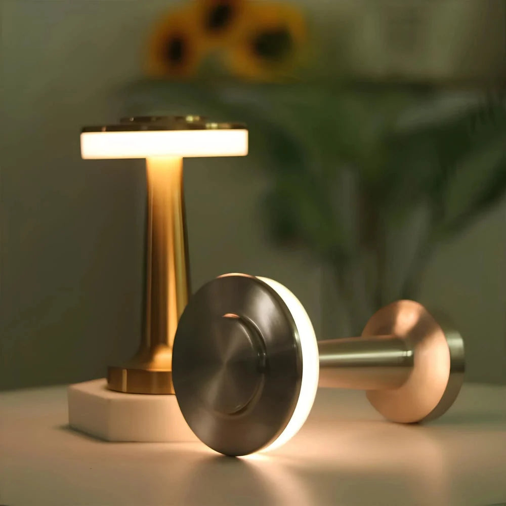 Table Lamp Cordless Metal USB Rechargeable & Dimmable