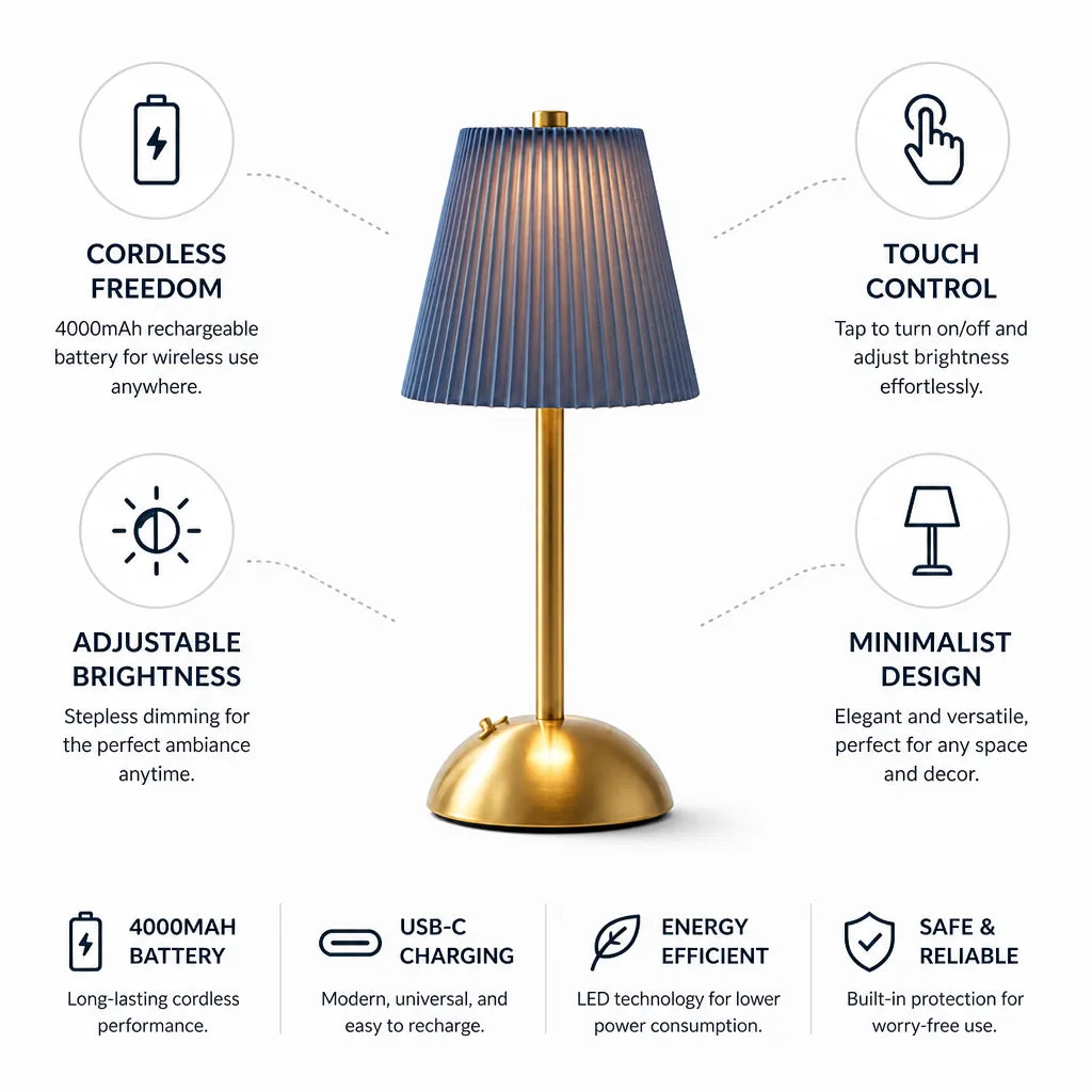 Table Lamp Cordless Rechargeable Touch Control LED
