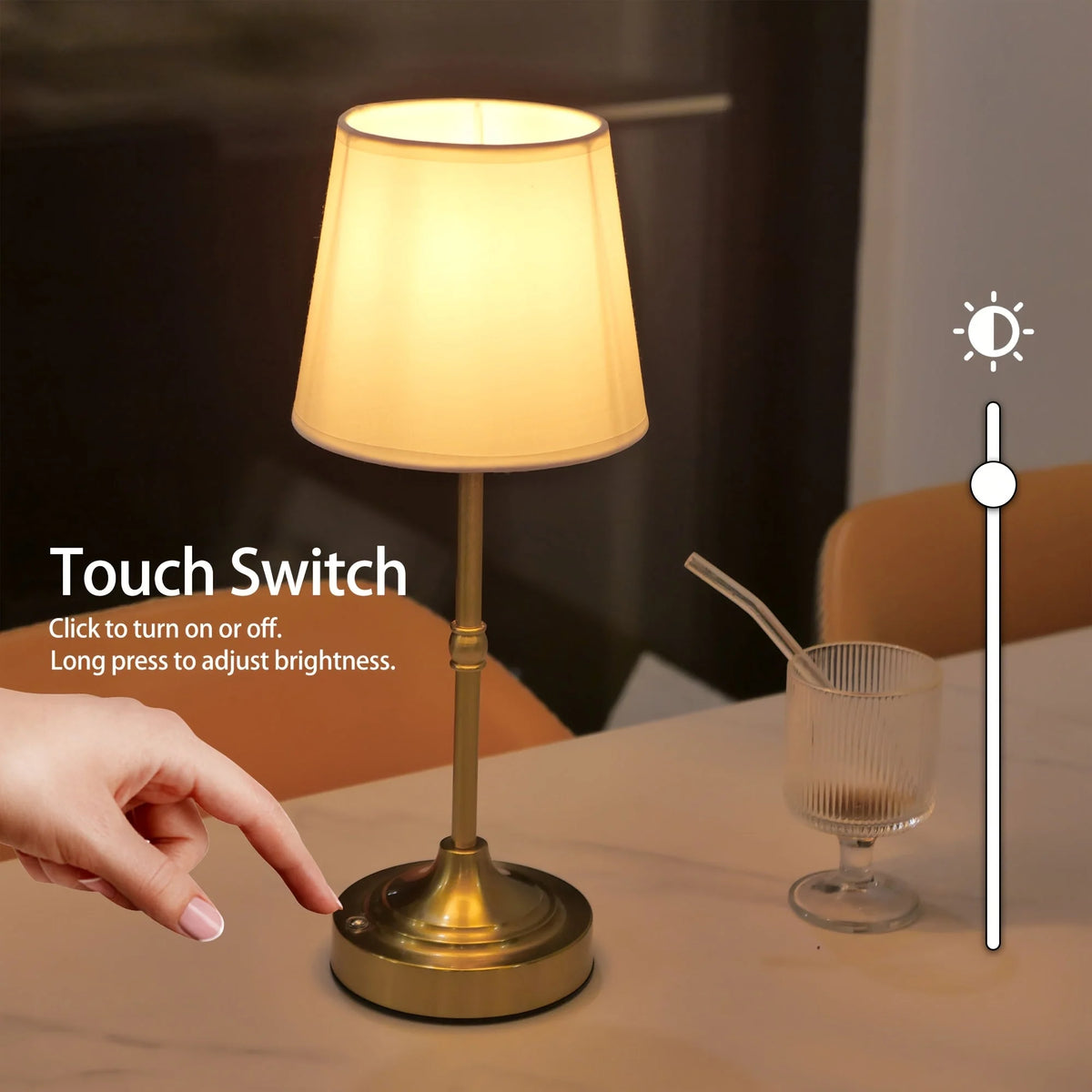 Table Lamp Cordless USB Rechargeable Stepless Dimming