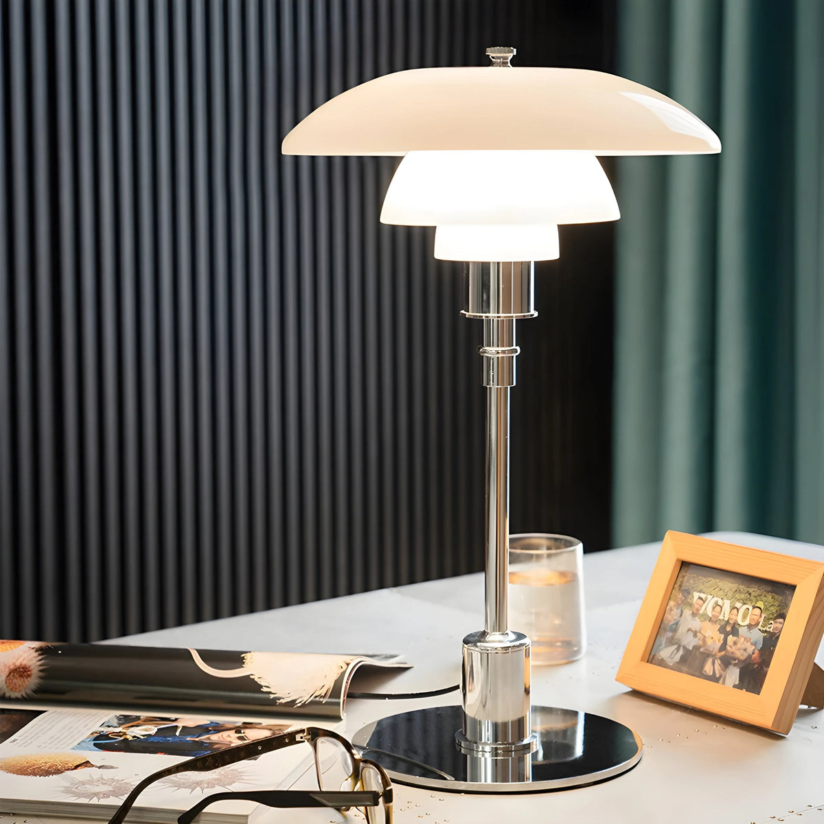 Table Lamp Dimmable Glass Shade Scandinavian Design