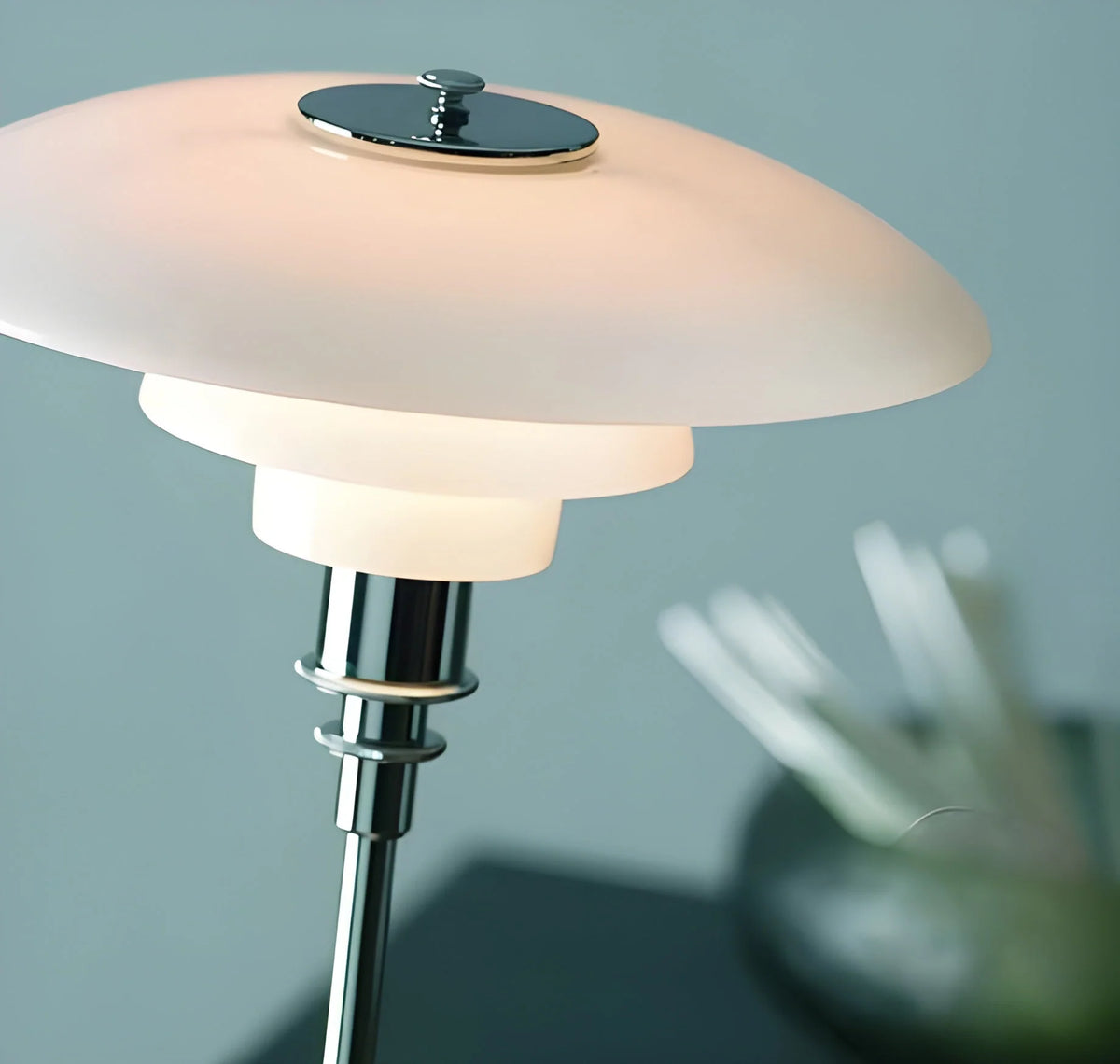 Table Lamp Dimmable Glass Shade Scandinavian Design