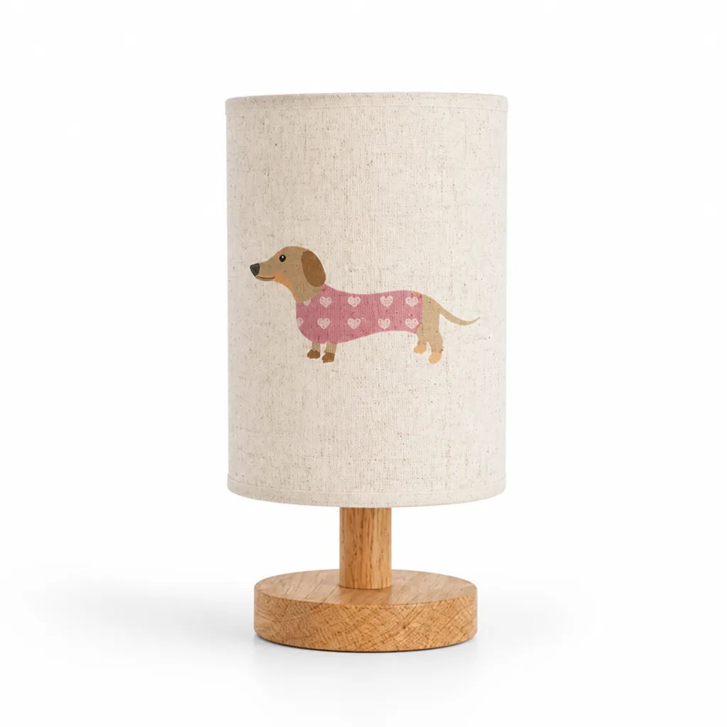 Table Lamp Dog With Heart Print USB Powered Compact
