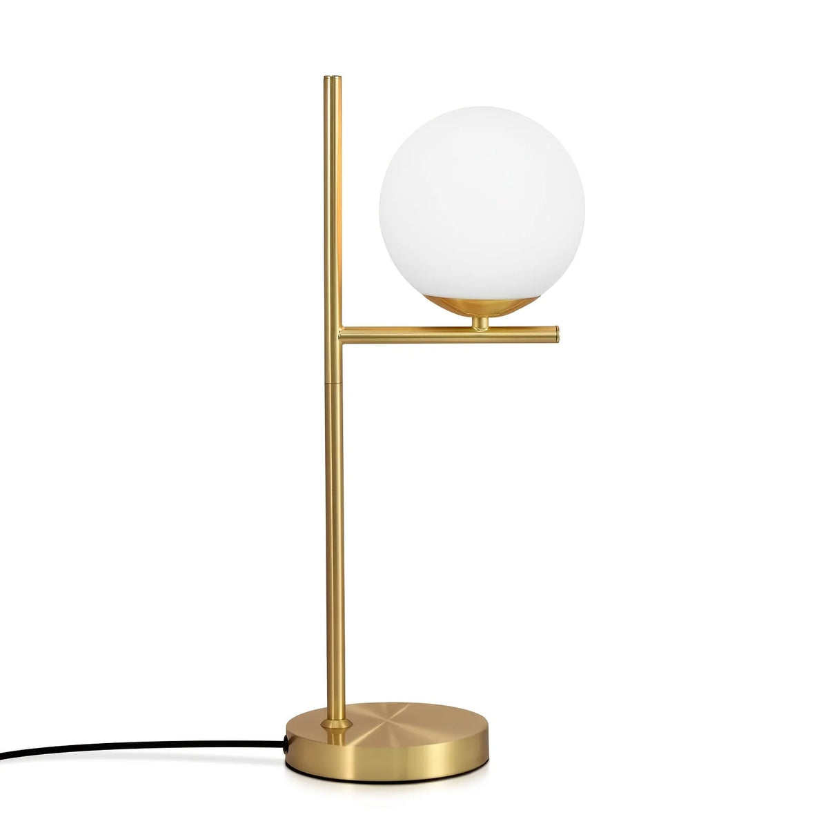 Table Lamp Frosted Glass Globe & Golden Metal Stem