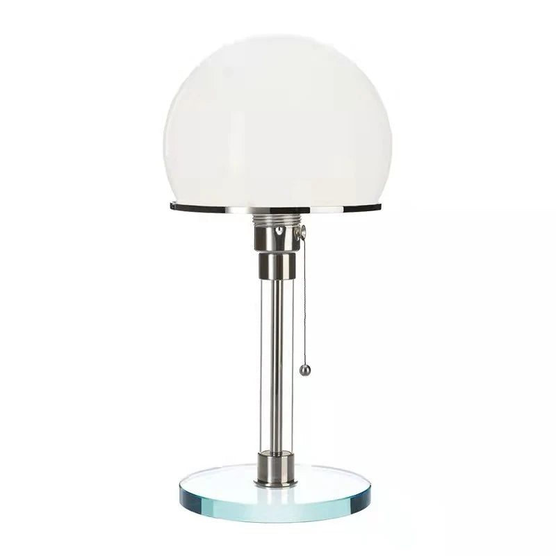 Table Lamp Frosted Glass Shade Adjustable Height Chrome Finish