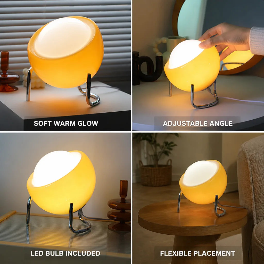 Table Lamp Frosted Glass Tiltable Globe Warm LED
