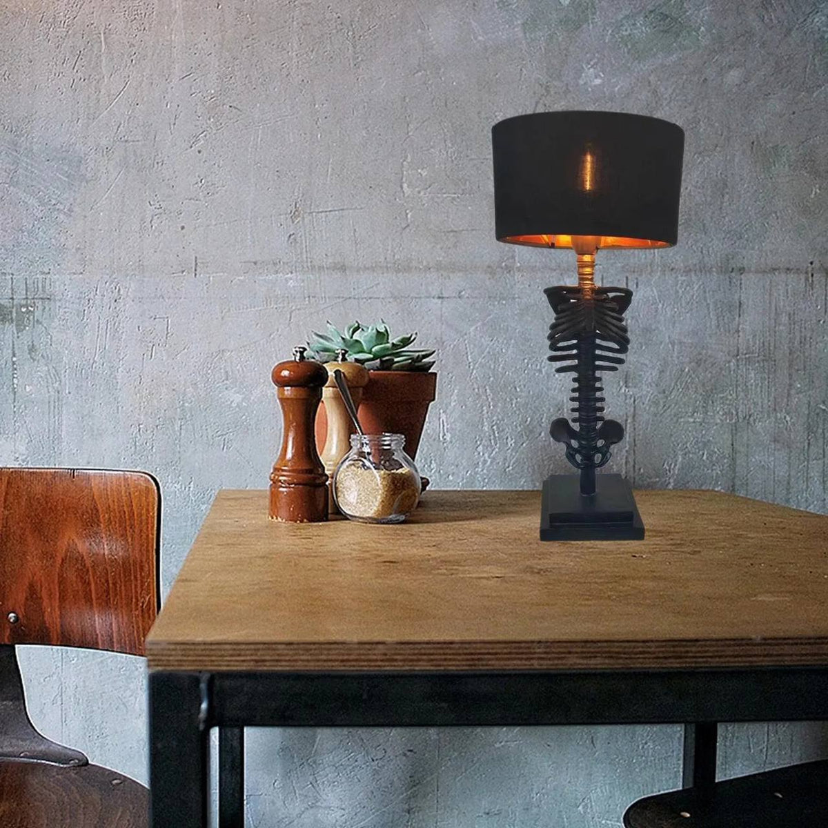 Table Lamp Gothic Skeleton Handcrafted Warm Ambient Lighting