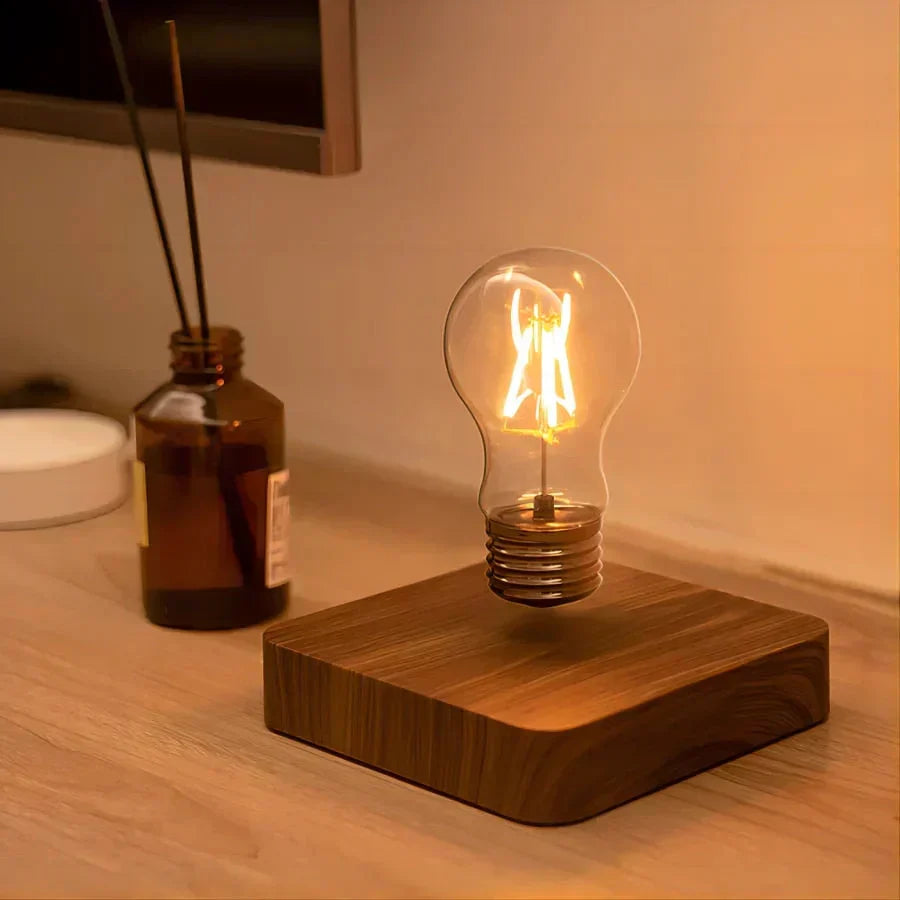 Table Lamp Magnetic Floating Bulb Walnut Base