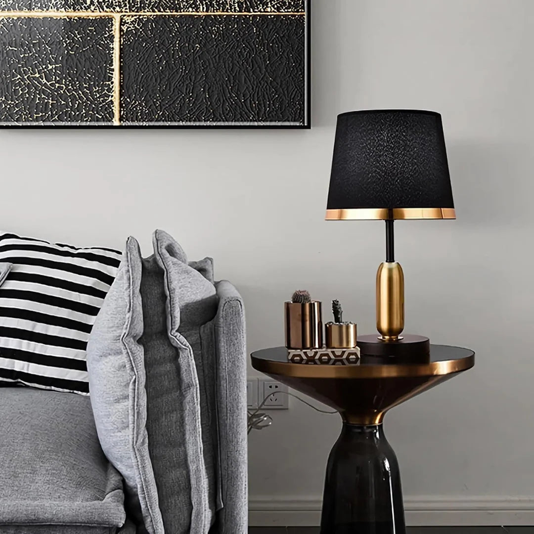 Table Lamp Matte Black & Gold Downward Light