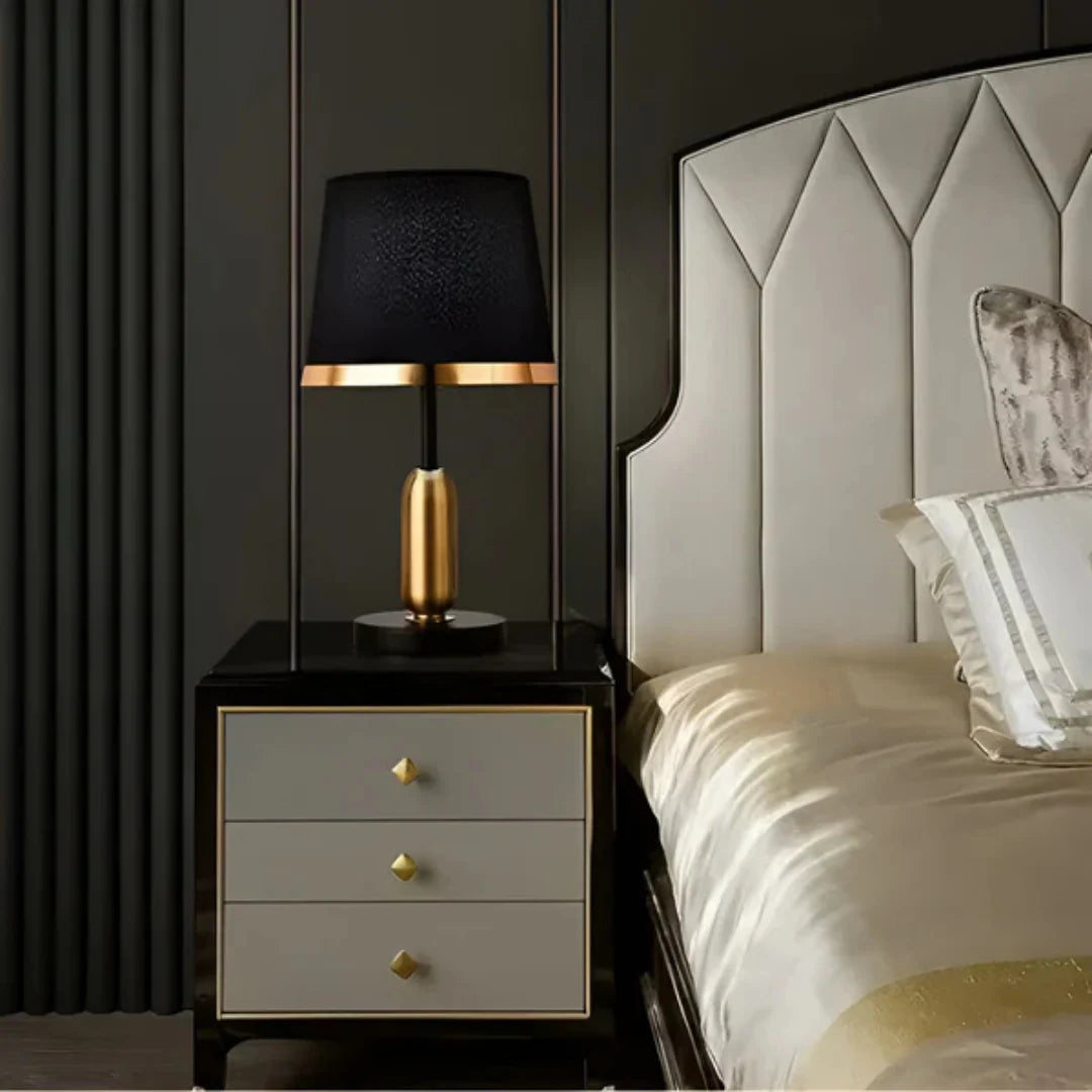 Table Lamp Matte Black & Gold Downward Light