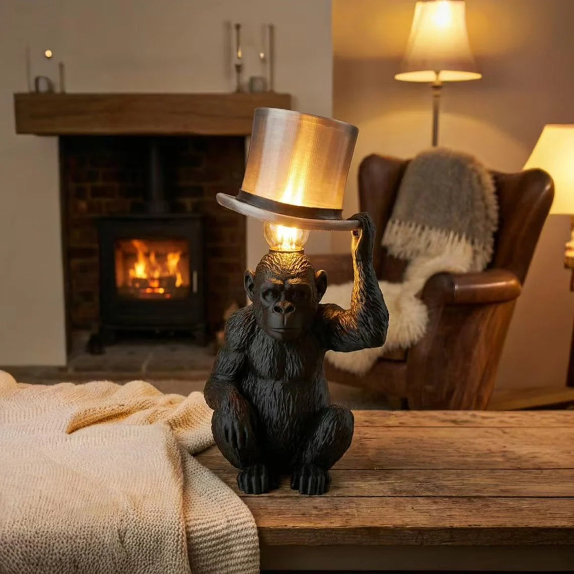 Table Lamp Monkey Design USB-Powered Warm Ambient Glow
