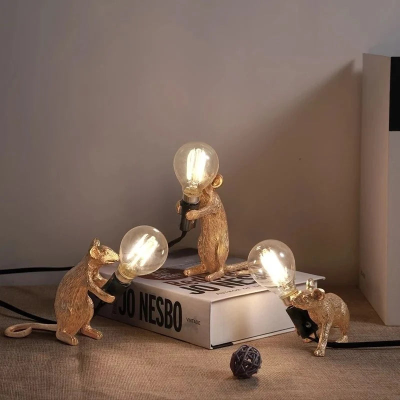 Table Lamp Mouse Design Warm & White Light Options