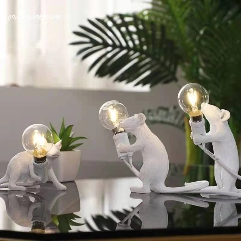 Table Lamp Mouse Design Warm & White Light Options