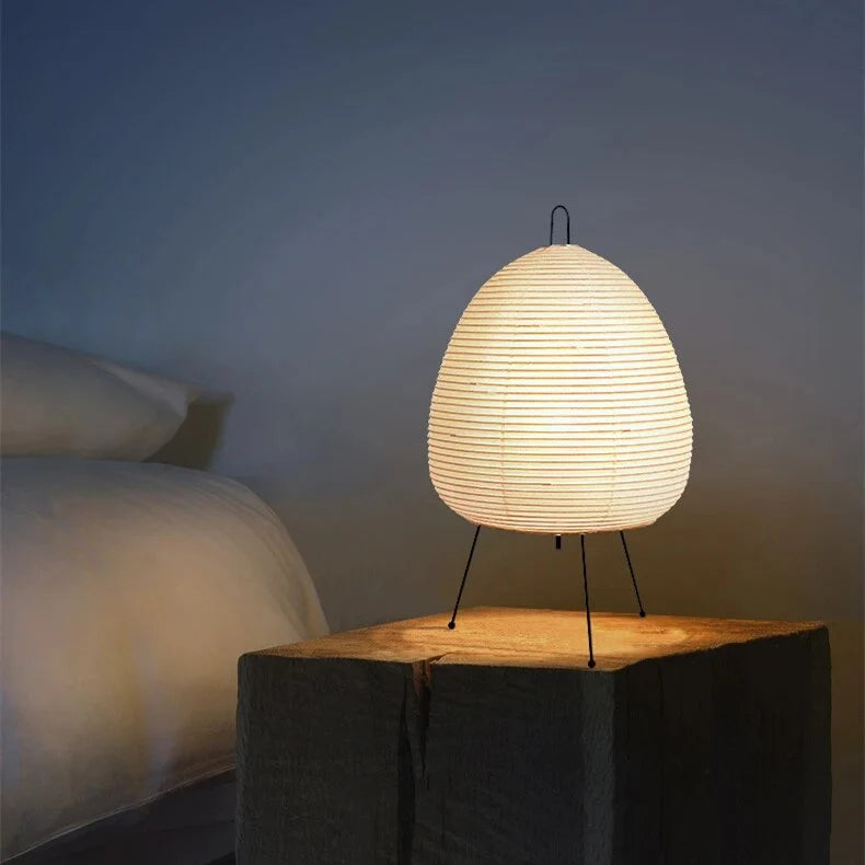 Table Lamp Rice Paper Shade Warm Diffused Light