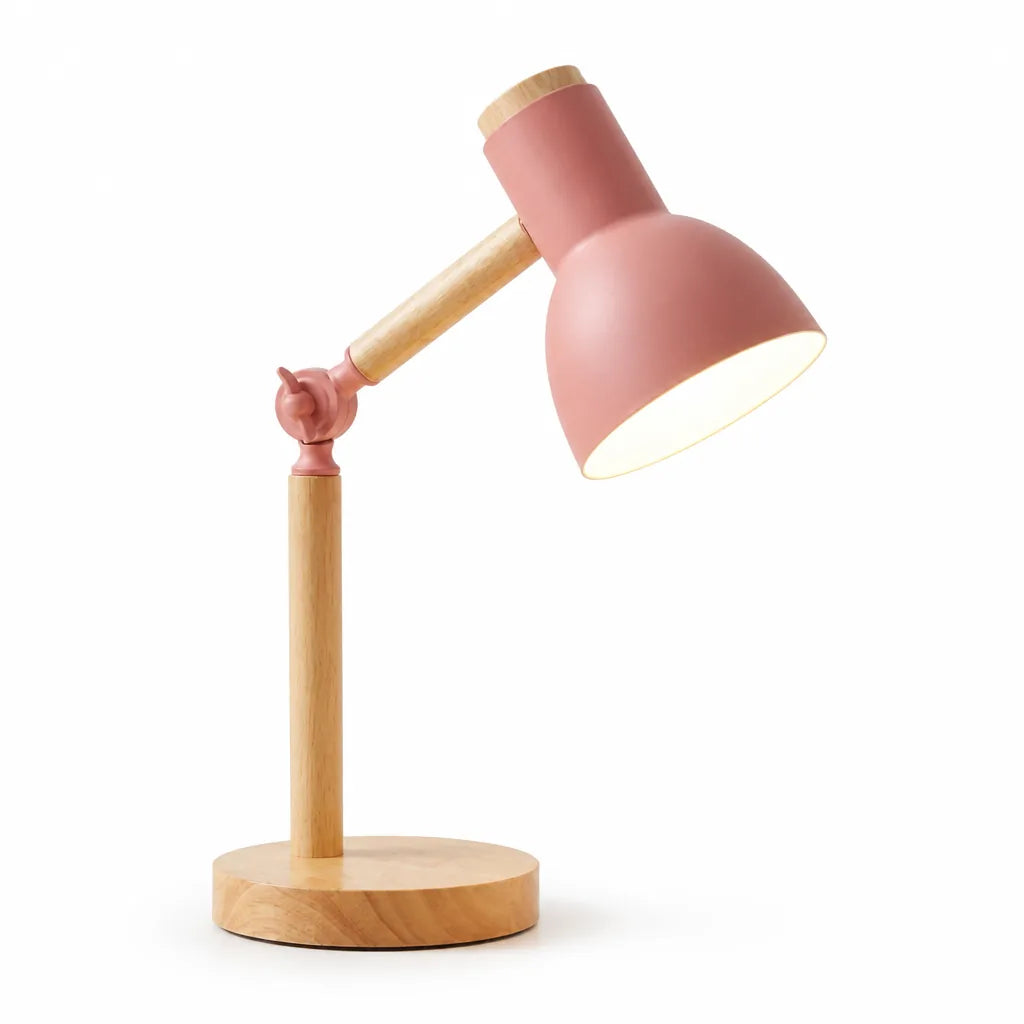 Table Lamp Scandinavian Wood Adjustable Arm Integrated LED