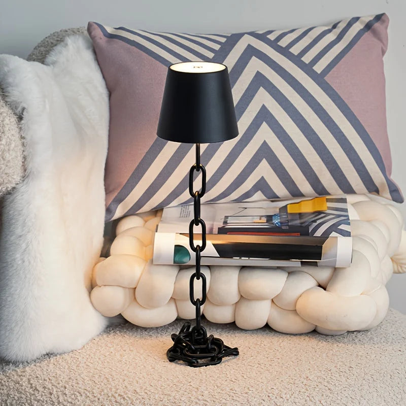 Table Lamp Sculptural Chain-Link Rechargeable & Touch-Dimmable