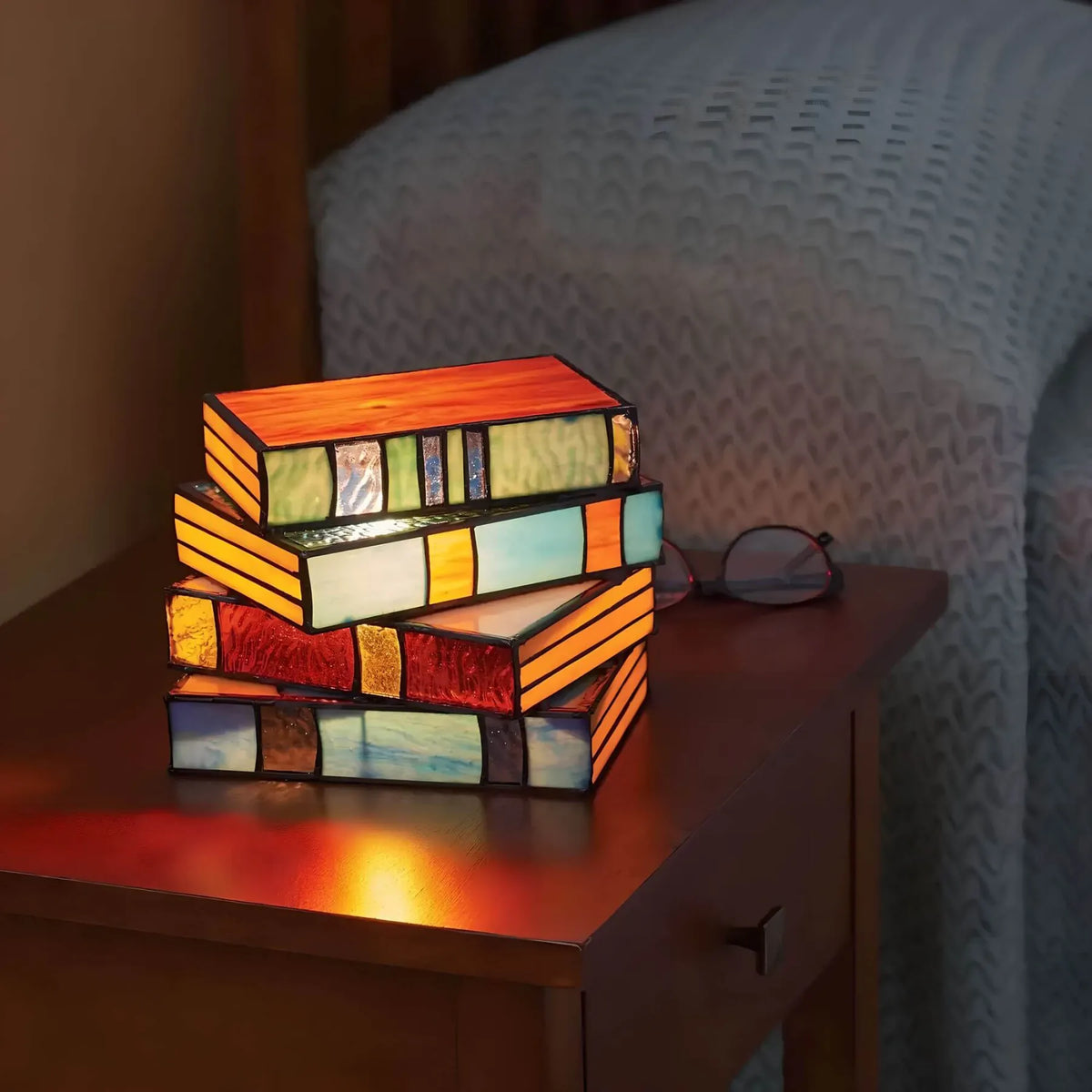Table Lamp Stained Glass Book Design Warm Glow
