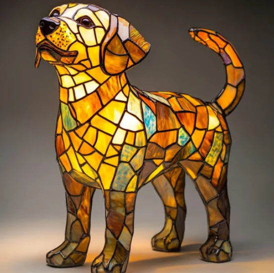 Table Lamp Stained Glass Mosaic Handcrafted Ambient Lighting
