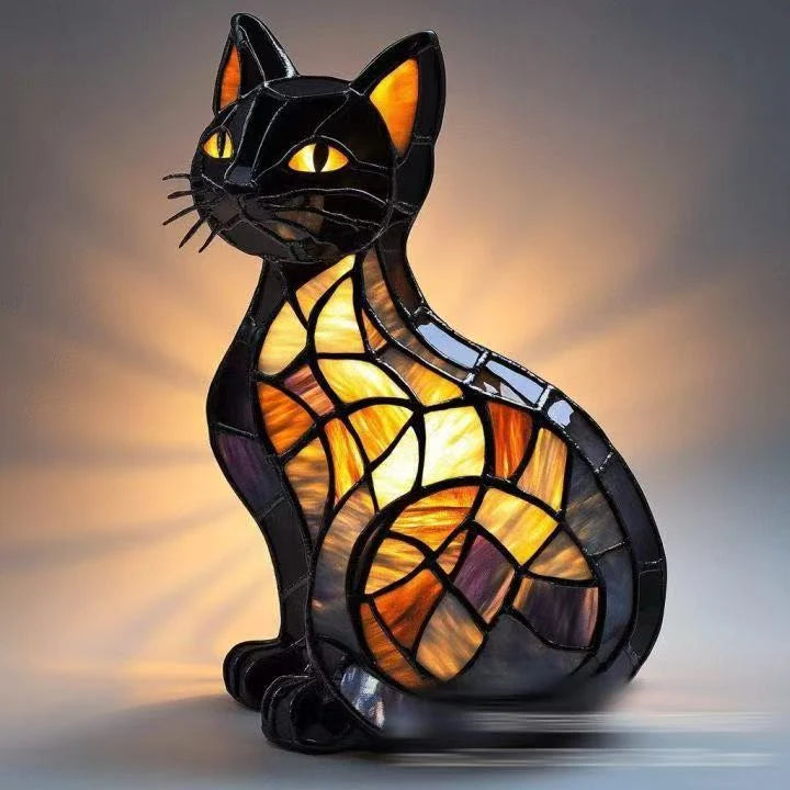 Table Lamp Stained Glass Mosaic Handcrafted Ambient Lighting