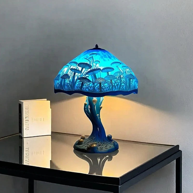 Table Lamp Stained Glass Mosaic Handcrafted Ambient Lighting
